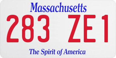 MA license plate 283ZE1