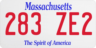 MA license plate 283ZE2