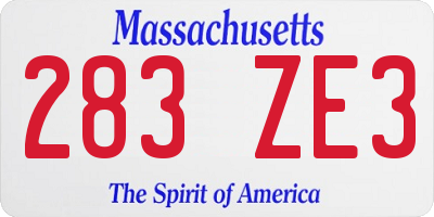 MA license plate 283ZE3