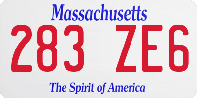 MA license plate 283ZE6