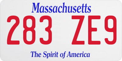 MA license plate 283ZE9