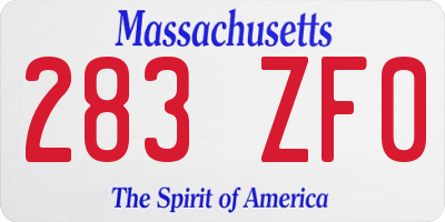 MA license plate 283ZF0