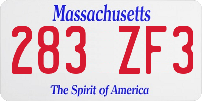 MA license plate 283ZF3