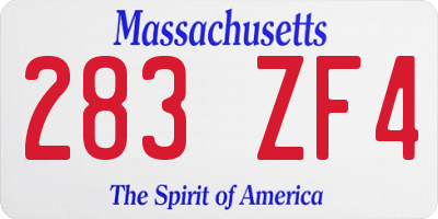 MA license plate 283ZF4
