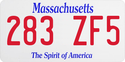 MA license plate 283ZF5