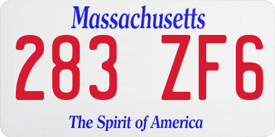 MA license plate 283ZF6