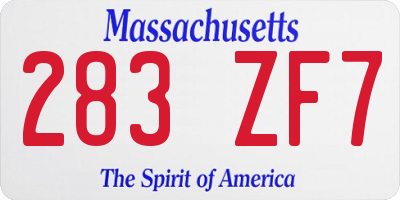 MA license plate 283ZF7