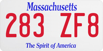 MA license plate 283ZF8