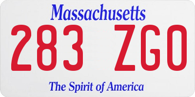 MA license plate 283ZG0