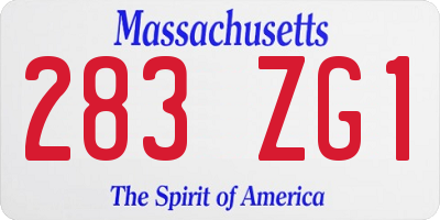 MA license plate 283ZG1