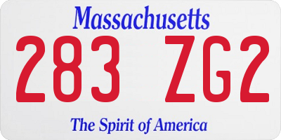 MA license plate 283ZG2
