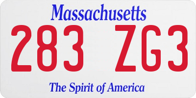 MA license plate 283ZG3