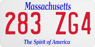 MA license plate 283ZG4