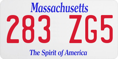 MA license plate 283ZG5