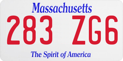 MA license plate 283ZG6