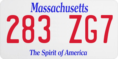 MA license plate 283ZG7