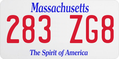 MA license plate 283ZG8