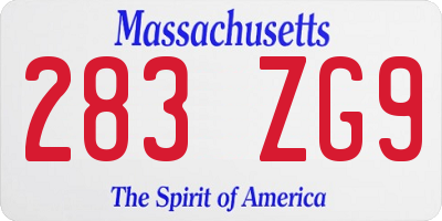 MA license plate 283ZG9