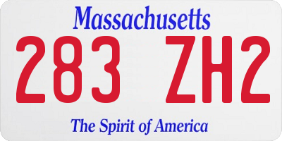 MA license plate 283ZH2