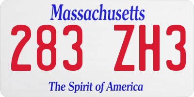 MA license plate 283ZH3
