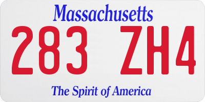 MA license plate 283ZH4