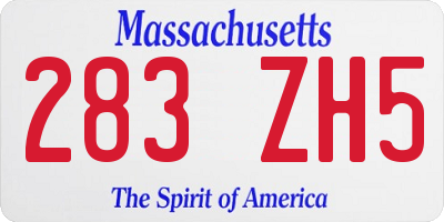 MA license plate 283ZH5