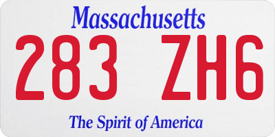 MA license plate 283ZH6