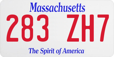 MA license plate 283ZH7