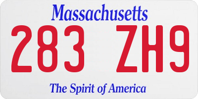 MA license plate 283ZH9