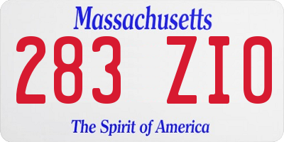 MA license plate 283ZI0