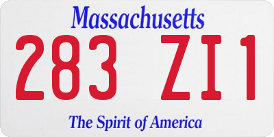 MA license plate 283ZI1