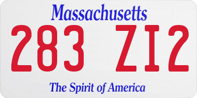 MA license plate 283ZI2