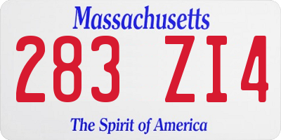 MA license plate 283ZI4