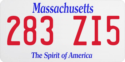MA license plate 283ZI5