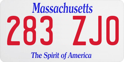 MA license plate 283ZJ0