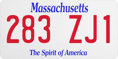 MA license plate 283ZJ1
