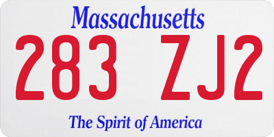 MA license plate 283ZJ2