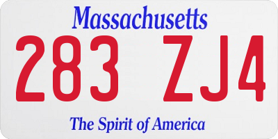 MA license plate 283ZJ4
