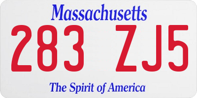MA license plate 283ZJ5
