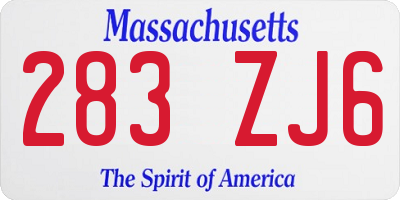 MA license plate 283ZJ6