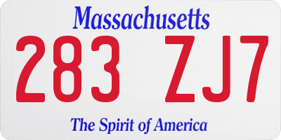 MA license plate 283ZJ7