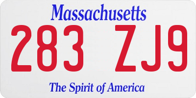 MA license plate 283ZJ9