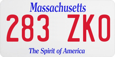 MA license plate 283ZK0