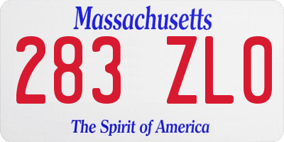 MA license plate 283ZL0