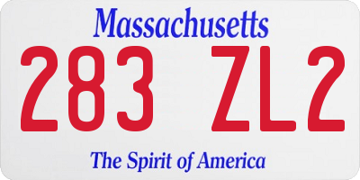 MA license plate 283ZL2