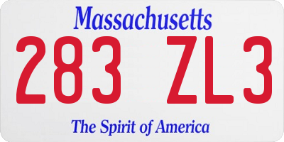 MA license plate 283ZL3