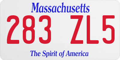 MA license plate 283ZL5