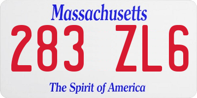 MA license plate 283ZL6