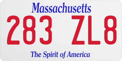 MA license plate 283ZL8