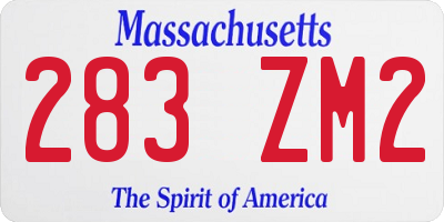 MA license plate 283ZM2